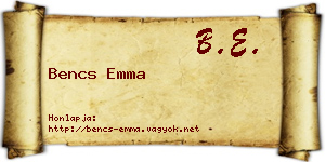 Bencs Emma névjegykártya